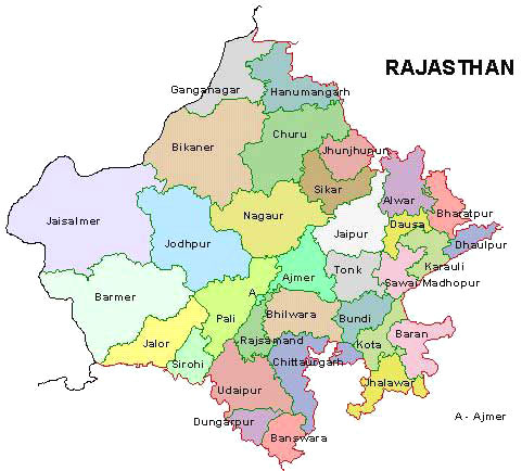 Tourist map of rajasthan